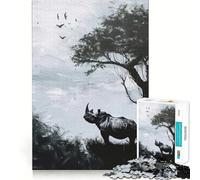 Puzzle da 1000 pezzi con sagoma di rinoceronte per adulti e ragazzi, gioco di logica, ideale per la casa e per divertirsi con la qualità del taglio, un classico regalo (50x75cm)