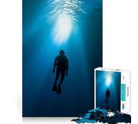 Puzzle da 1000 pezzi con sagoma di subacqueo in blu intenso per adulti Un gioco divertente e intelligente da fare insieme Taglio preciso Dimensioni: 38x52cm