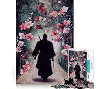 Puzzle da 1000 pezzi con sagoma di un samurai nella foresta di bambù per adulti, gioco di logica puro, divertimento rilassante, tagli netti, 38x26cm