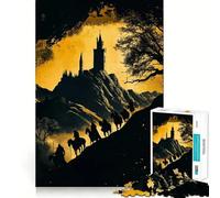 Puzzle da 1000 pezzi con sagome di cavalieri che si avvicinano al castello, ideale per adulti Gioco di esercizi mentali, per un momento di relax Design elegante, regalo stagionale 50x75cm