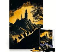 Puzzle da 1000 pezzi con sagome di cavalieri che si avvicinano al castello, ideale per adulti Gioco di esercizi mentali, per un momento di relax Design elegante, regalo stagionale 50x75cm