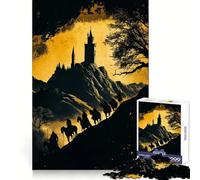 Puzzle da 1000 pezzi con sagome di cavalieri che si avvicinano al castello, per adulti, gioco di logica, per interni, taglio di precisione, regalo prezioso 38x26cm