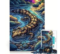 Puzzle da 1000 pezzi con salamandra in un ruscello, stile vetrata, ideale per ragazzi Gioco di logica e abilità, rilassante e divertente Taglio preciso Regalo perfetto (50x75cm)