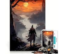 Puzzle da 1000 pezzi con samurai al tramonto in Giappone, ideale per adolescenti Gioco di logica puro, rilassante e raffinato (38x26cm)