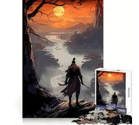 Puzzle da 1000 pezzi con samurai al tramonto in Giappone, ideale per adulti, gioco stimolante per la mente, rilassante e divertente, con tagli precisi, perfetto come regalo di Natale (50x75cm)