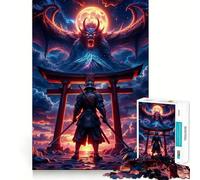 Puzzle da 1000 pezzi con Samurai e Drago Demone per ragazzi, gioco di logica, divertente e silenzioso, con taglio liscio, regalo perfetto (50x75cm)