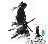 Puzzle da 1000 pezzi con samurai in bianco e nero sfida per l'intelligenza giocattolo coinvolgente gioco pratico regalo di compleanno regalo per l'amico segreto (dimensioni 38x52cm)
