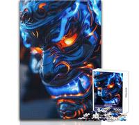 Puzzle da 1000 pezzi con samurai luminosi al neon, un modo rilassante per riempire il tempo libero, giocattolo da gioco con taglio preciso e costante, dimensioni 38x52cm