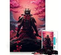 Puzzle da 1000 pezzi con Samurai Ninja e Fiori Rosa per Adolescenti, Stimola la Memoria, Tempo Libero, Assemblaggio di Immagini, Regalo Grazioso (50x75cm)