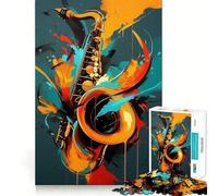 Puzzle da 1000 pezzi con sassofono e arte astratta per adolescenti, ideale per migliorare la memoria, rilassarsi e creare un'atmosfera creativa (50x75cm)