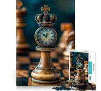 Puzzle da 1000 pezzi con scacchi,orologio e corona,precisione,divertente gioco di logica,momento di relax,regalo di Natale rilassante (50x75cm)
