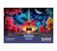 Puzzle da 1000 pezzi con scena d'amore a Parigi per adulti e bambini: divertente gioco notturno con la Torre Eiffel, regalo e attività per la casa dai 12 anni in su, 70x50 cm/1000 pezzi