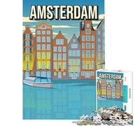 Puzzle da 1000 pezzi con scena dei canali di Amsterdam skyline della città arte da viaggio puzzle per adolescenti ideale per passare il tempo durante le vacanze a casa stimolante da completare regalo
