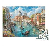 Puzzle da 1000 pezzi con scena dei canali di Venezia, gondola e basilica, per adulti, giochi educativi, decorazione per la casa, difficile, stimolante, regalo di compleanno, 38x26cm/1000pcs