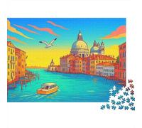 Puzzle da 1000 pezzi con scena dei canali di Venezia, tramonto a Venezia, barca, gioco educativo per adulti, decorazione per la casa, difficile, stimolante, regalo di compleanno, 52x38cm/1000pcs