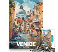 Puzzle da 1000 pezzi con scena del canale di Venezia,ideale per ragazzi,che stimola la mente Incastro perfetto,senza spazi vuoti Attività rilassante di gruppo al chiuso (50x75cm)