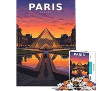 Puzzle da 1000 pezzi con scena del cortile del Louvre in stile anime vintage Un gioco avvincente per coltivare la pazienza perfetto come decorazione e regalo di compleanno (dimensioni 50x75cm)