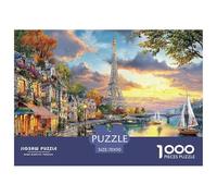 Puzzle da 1000 pezzi con scena del fiume al tramonto a Parigi: Torre Eiffel con scena del fiume per adulti e adolescenti, gioco educativo di decompressione, 70x50 cm/1000 pezzi