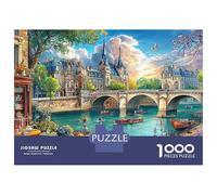 Puzzle da 1000 pezzi con scena del fiume di Parigi, robusto e opaco, di alta qualità, per adulti, attività per le giornate di pioggia, regalo per la famiglia, 1000 pezzi, 38x26 cm/1000 pezzi