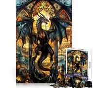 Puzzle da 1000 pezzi con scena della vetrata della cattedrale per adulti,stimolante per la concentrazione,facile da realizzare,ad incastro,ideale come regalo di Natale (38x26cm)