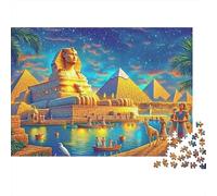 Puzzle da 1000 pezzi con scena dell'antico Egitto, Sfinge e Piramidi, Notte, per adulti, gioco educativo, bellissima decorazione, difficile, stimolante, per compleanno maschile e femminile, 38x26 cm