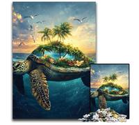 Puzzle da 1000 pezzi con scena dell'isola delle tartarughe, giochi educativi, con poster abbinato e foglio di quiz per bambini dai 14 anni in su, 50x75cm