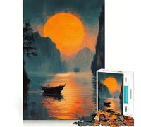 Puzzle da 1000 pezzi con scena di barca al tramonto per ragazzi, gioco di logica, leggero e rilassante, taglio preciso, regalo classico 38x26cm