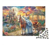 Puzzle da 1000 pezzi con scena di Cenerentola, principessa a cavallo, per giochi educativi per adulti, decorazione per la casa, sfida ad alta difficoltà, regali di compleanno, 38x26 cm/1000 pezzi