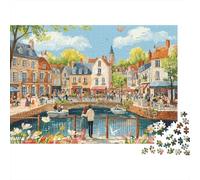 Puzzle da 1000 pezzi con scena di città europea, vivace paesaggio urbano con canali, per adulti dai 12 anni in su, gioco educativo, decorazione per la casa, stimolante, per compleanni, 70x50 cm.