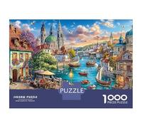 Puzzle da 1000 pezzi con scena di città fluviale, città dei canali simile a Venezia, per giochi educativi per adulti, decorazione per la casa,impegnativo, per compleanno di, 38x26 cm.