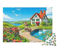 Puzzle da 1000 pezzi con scena di cottage rurale, casa di campagna a graticcio, gioco educativo per adulti, decorazione per la casa, difficile, stimolante, regalo di compleanno, 38x26cm/1000pcs
