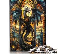Puzzle da 1000 pezzi con scena di finestra della cattedrale, difficoltà elevata, gioco educativo, giocattolo, regalo di Halloween, 1000 pezzi (38x26 cm)