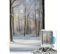 Puzzle da 1000 pezzi con scena di foresta invernale e neve,ad incastro perfetto,divertente e stimolante per la mente,ideale per rafforzare i legami familiari (38x26cm)
