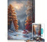 Puzzle da 1000 pezzi con scena di foresta invernale,gioco cognitivo divertente,taglio di alta precisione, alleviare lo stress (38x52cm)