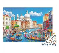 Puzzle da 1000 pezzi con scena di gondola a Venezia, Basilica di Venezia e Canali. Per adulti dai 12 anni in su. Gioco educativo. Bellissima decorazione. Difficile. Regalo di compleanno. 38x26cm