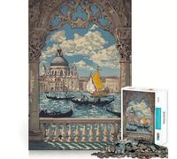 Puzzle da 1000 pezzi con scena di gondola a Venezia,gioco di concentrazione,tecnica di taglio professionale,hobby affascinante per i momenti di svago (38x52cm)