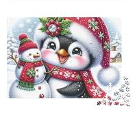Puzzle da 1000 pezzi con scena di pinguino natalizio e piccolo pupazzo di neve, gioco educativo per adulti, bellissima decorazione, sfida di alta difficoltà, compleanno per uomini e donne, 70x50 cm