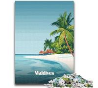 Puzzle da 1000 pezzi con scena di spiaggia alle Maldive, regalo per adolescenti, perfetto per le serate di gioco, giocattolo colorato per la casa, 1000 pezzi (50x75cm)