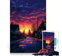 Puzzle da 1000 pezzi con scena di strada al tramonto per adolescenti, gioco intelligente e rilassante, assemblaggio di modelli, lista dei desideri di Babbo Natale 38x52cm