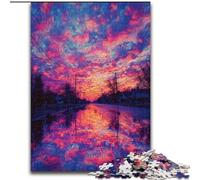Puzzle da 1000 pezzi con scena di strada al tramonto per adolescenti, interessante interazione genitore-figlio per ridurre lo stress (26x38cm)