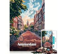 Puzzle da 1000 pezzi con scena di strada di Amsterdam,gioco di logica e allenamento mentale,incastro perfetto senza spazi vuoti,sfida interattiva per la mente a casa (38x26cm)