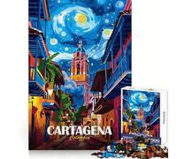 Puzzle da 1000 pezzi con scena di strada di Cartagena, Colombia, per adulti, stimolante per la mente, attività rilassante, taglio di alta qualità, bel regalo (38x52cm)