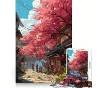 Puzzle da 1000 pezzi con scena di strada in fiore per adolescenti, allenamento della memoria, fuga tranquilla, taglio perfetto, regalo memorabile (50x75cm)
