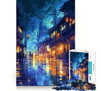 Puzzle da 1000 pezzi con scena di strada in una notte piovosa, ideale per ragazzi, gioco di logica, facile da usare, con bordi precisi, regalo perfetto per le festività (38x26cm)