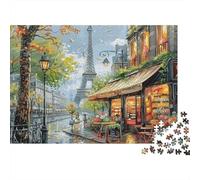 Puzzle da 1000 pezzi con scena di strada parigina, vista della Torre Eiffel, per adulti, gioco educativo, bella decorazione, difficile, stimolante, per compleanni, 52x38 cm