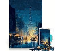 Puzzle da 1000 pezzi con scena di strada piovosa di Tokyo per adolescenti, gioco di logica, rilassante, taglio preciso, (38x52cm)