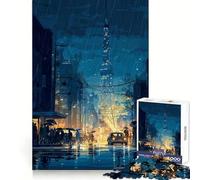 Puzzle da 1000 pezzi con scena di strada piovosa di Tokyo per adolescenti, gioco di logica, rilassante, taglio preciso, (38x52cm)