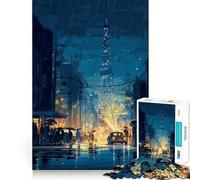 Puzzle da 1000 pezzi con scena di strada piovosa di Tokyo per ragazzi, gioco intelligente per interni, taglio preciso, (50x75cm)