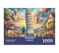 Puzzle da 1000 pezzi con scena di strada romantica del Colosseo: Torre pendente con persone per adulti, adolescenti e anziani, gioco rompicapo 70x50 cm/1000 pezzi