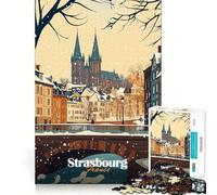 Puzzle da 1000 pezzi con scena invernale di Strasburgo per adulti, gioco di logica e rompicapo, antistress, a taglio netto, 38x52cm